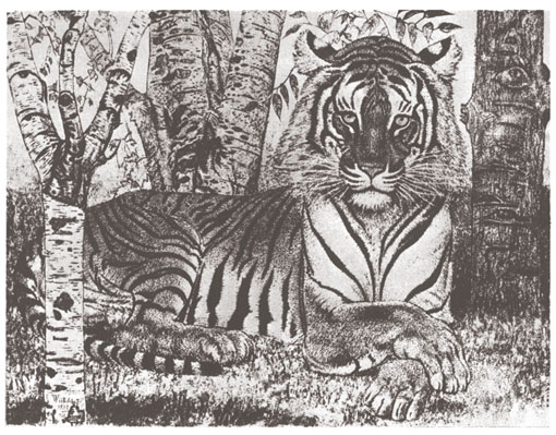 Ed.W.Lamav tiiger.1937.Pehmelakk.jpg: Ed.Wiiralt. Lamav tiiger.1937.Pehmelakk.29,8x39,8.RKM