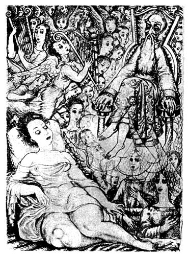 Ed.W.Illustr.Puškini "La Gabrielide"**.1929.jpg: Ed. Wiiralt. Illustratsioon A.Puškini poeemile "La Gabrielide".1928.Ofort,vasegravüür.13,8x10,1.RKM
