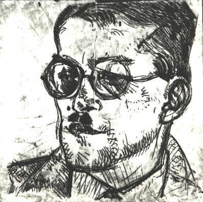 Ed.W.Kunstnik Georg Kindi portree.1922.Ofort.jpg: Ed.Wiiralt.Kunstnik Georg Kindi portree.1922.Ofort.16,4x16,2.RKM
