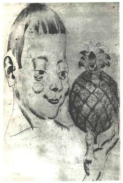 Ed.W.Poiss ananassiga.1922.jpg: Ed.Wiiralt.Poiss ananassiga.1922.Pliiats,presskriit.33,3x23,6.RKM