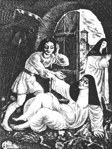 Ed.W.Illustr.G.Boccaccio "Decameron"1929.jpg: Illustratsioon G.Boccaccio novellikogumikule "Decameron".1929.Ofort.18x13.RKM