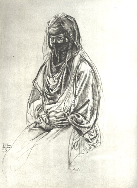 Ed.W. Istuv berberi naine.1938.Itaalis pliiats.jpg: Ed.Wiiralt. Istuv berberi naine.1938.Itaalis pliiats.65,1x50,1.RKM