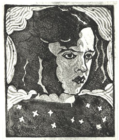 Ed.Wiiralt.Tüdruku pea.1919.jpg: Ed.Wiiralt.Tüdruku pea.1919.Värviline linoollõige.16,5x13,5.RKM